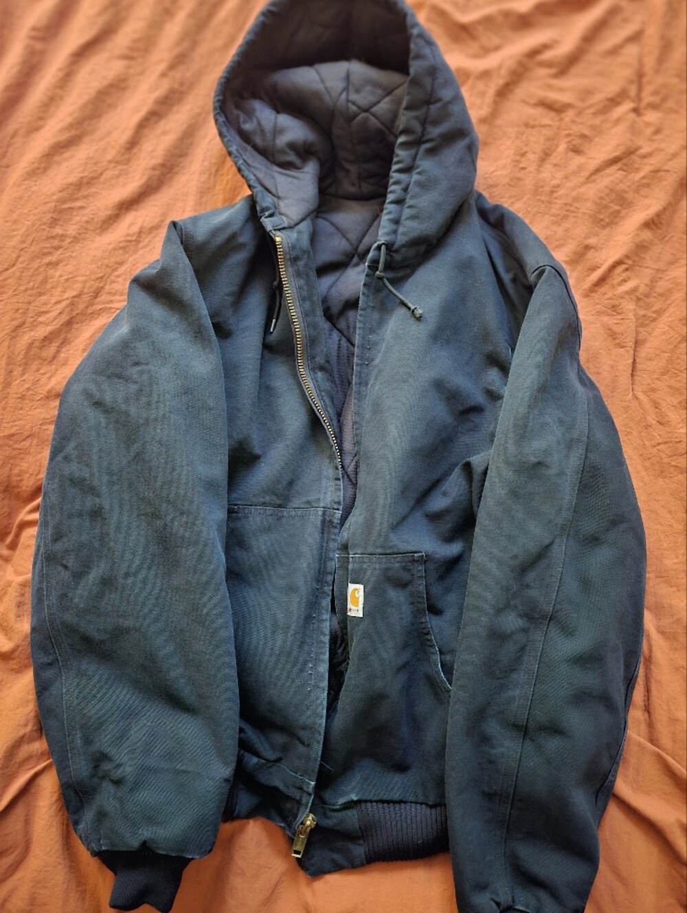 Carhartt Black Quilted Hooded Work Jacket